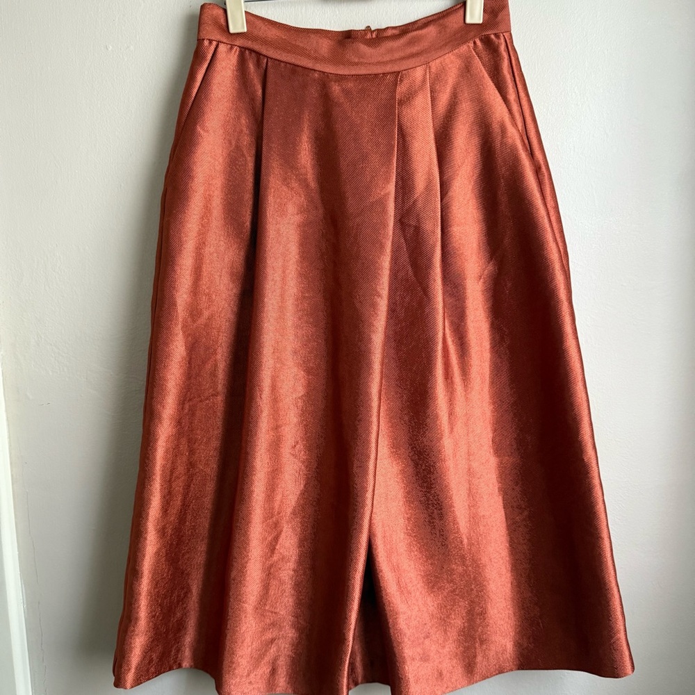 H&M Rust Satin-Look A-Line Midi Skirt – Size US 8 / EU 38